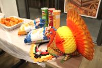 Handicraft turkey decorations at the Thanksgiving Party